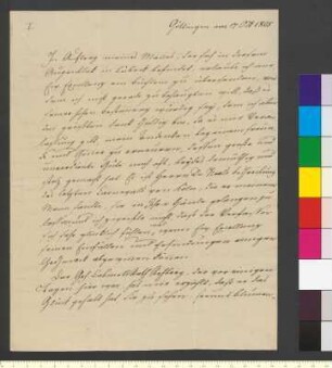 Brief von Sartorius, Karoline Dorothee an Goethe, Johann Wolfgang von