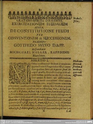 Sexta. De Constitutione Feudi Per Conventionem & Successionem