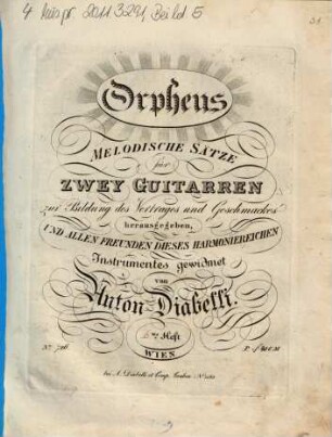 Orpheus : melodische Sätze ; für zwey Guitarren ; zur Bildung des Vortrages und Geschmackes, 6. 6tes Heft