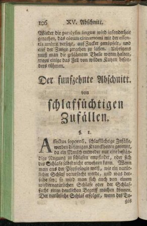 Der funfzehnte Abschnitt. von schlafsüchtigen Zufällen