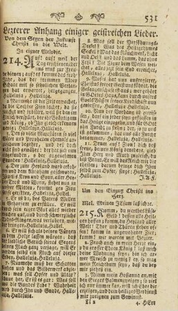 Letzterer Anhang einiger geistreichen Lieder.