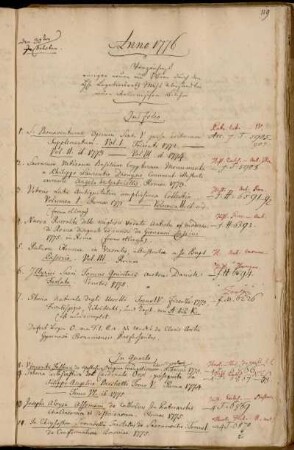 Verzeichniß einiger neuer aus Wien durch den Hhn. Legationsrath Mühl übersandten neuen italienischen Bücher - Zugleich sind von Hannover übersandt.