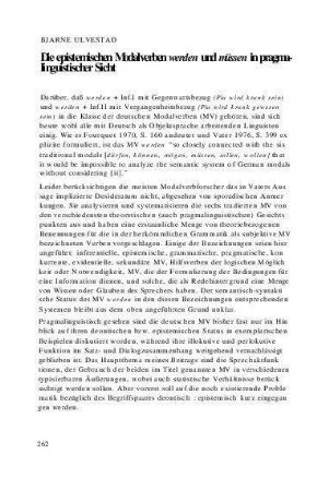 Die epistematischen Modalverben "werden" und "müssen" in pragmalinguistischer Sicht