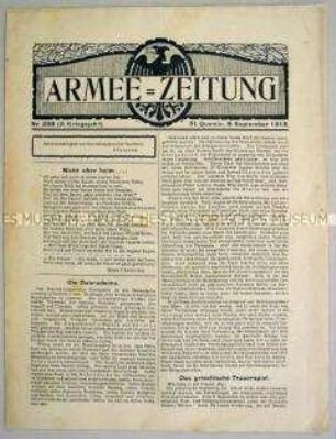 Nachrichtenblatt der 2. Armee "Armee-Zeitung" u.a. zu den Kämpfen auf dem Balkan
