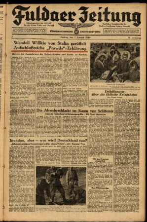 Ausgabe vom Freitag, den 07. Januar 1944.