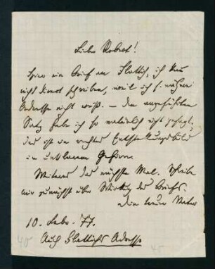 Brief vom 10. Febr. 1877