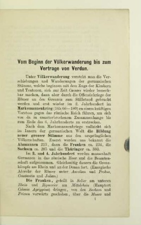 Vom Beginn der Völkerwanderung bis zum Vertrage von Verdun
