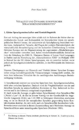 Vitalität und Dynamik europäischer Sprachgrenzminderheiten
