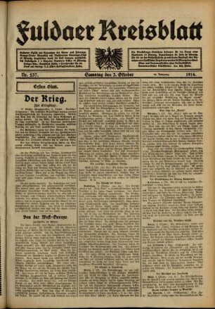 Ausgabe vom Samstag, den 03. Oktober 1914.