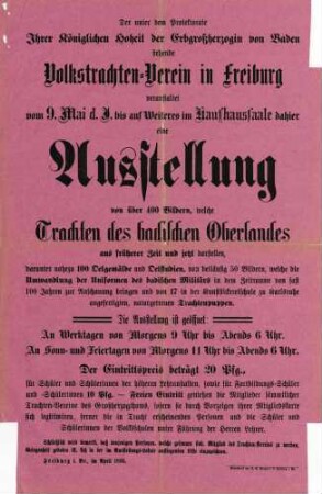 Maßnahmen zur Erhaltung der Volkstrachten, u.a. Beihilfen des Volkstrachtenvereins Freiburg und Umgebung für bedürftige Erstkommunikanten und Konfirmanden zur Anschaffung von Volkstrachten
