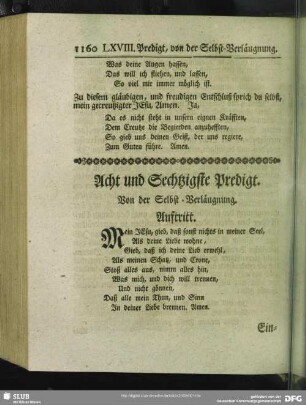 Acht und Sechtzigste Predigt. Von der Selbst-Verläugnung