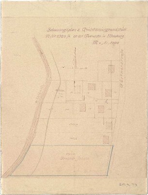 Gsaenger, Gustav; Moosburg - Oberes Gereuth (Bayern); Siedlung - Bebauungsplan zum Grichtmaiergrundstück (Lageplan)