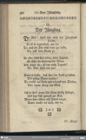 III. Der Jüngling