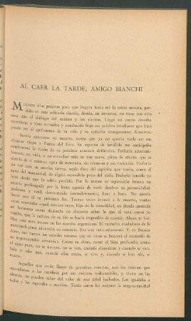Al caer la tarde, amigo Bianchi