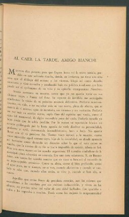 Al caer la tarde, amigo Bianchi