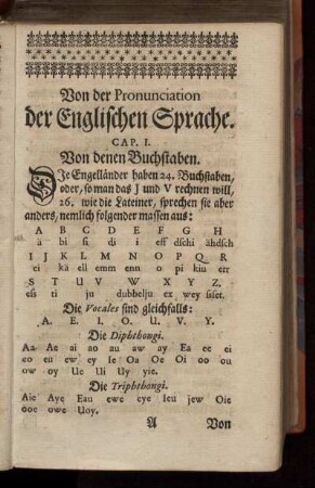 Von der Pronunciation der Englischen Sprache.