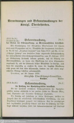Verordnungen und Bekanntmachungen der Königl. Oberbehörden