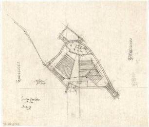 Gsaenger, Gustav; Waldkraiburg, Karlsbader Str.; Ev. Kirche, Pfarrhaus; Umbau und Erweiterung Gemeindehaus; Neubau Kindergarten - Ev. Kirche, Vorstudie (Grundriss)