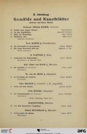 II. Abteilung. Gemälde und Kunstblätter moderner und älterer Meister (Nr. 45-252)