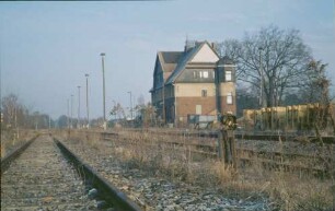 Sperenberg Empfangsgebäude Gleisanlage Bahnsteig Bahnhofslaternen