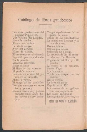 Catálogo de libros gauchescos