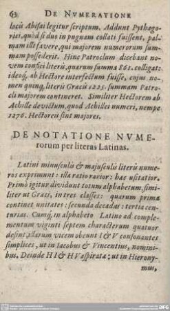 De Notatione Numerorum per literas Latinas.