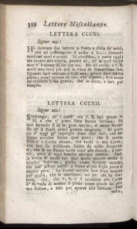Lettera CCCXI. = CCCXI. Brief. - Lettera CCCXL. = CCCXL. Brief.