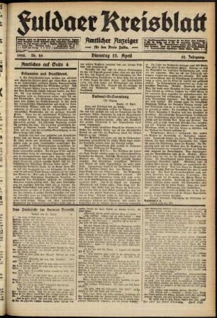 Ausgabe vom Dienstag, den 13. April 1920.