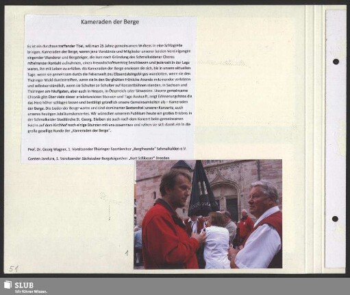 Holger Günzler vom Sächsischen Bergsteigerchor im Gespräch mit Prof. Dr. Wagner vom Sportlerchor „Bergfreunde Schmalkalden