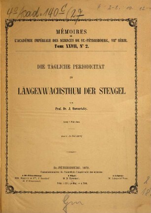 Mémoires de l'Académie Impériale des Sciences de St. Pétersbourg, 7. Ser., 27. 1880