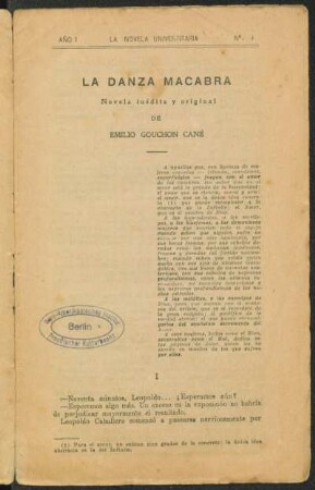 1921000100: La danza macabra : novela inédita y original