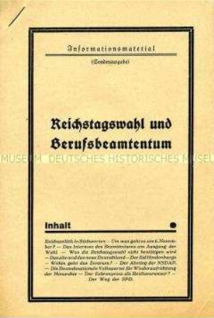 Informationsmaterial zur Reichstagswahl am 6. November 1932