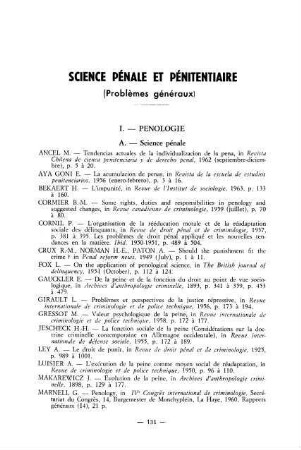 131-159, Science pénale et pénitentiaire