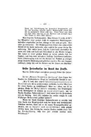 Unser Ferienkursus im Urteil der Presse