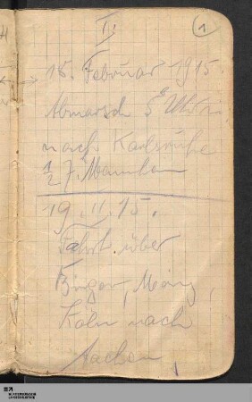[15.02.1915-10.03.1915: Anmarsch nach Frankreich]