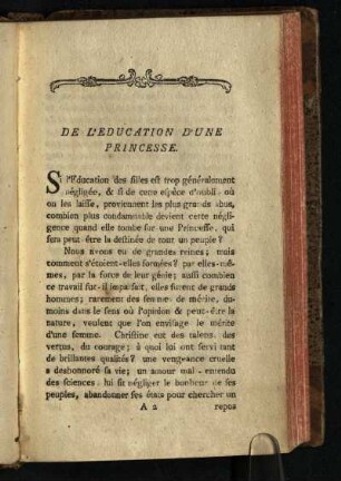 De L'Education D'une Princesse