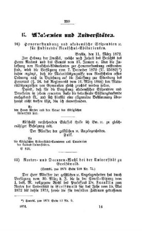 Honorarstundung und akademische Stipendien etc. für studirende Realschul-Abiturienten : [II. Akademien und Universitäten]