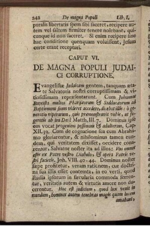Caput VI. De Magna Populi Judaici Corruptione.