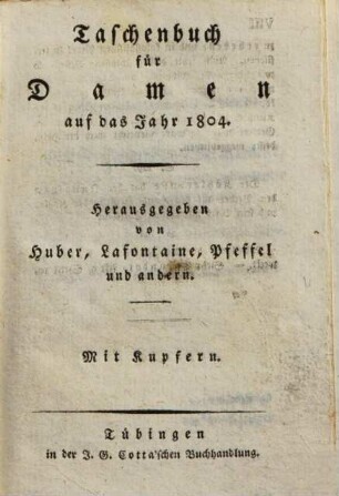 Taschenbuch für Damen : auf das Jahr ... 1804