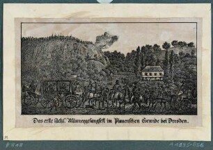 Erstes Sächsisches Männergesangsfest im Plauenschen Grund bei Dresden mit der Villa Grassi