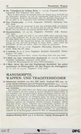 Manuskripte, Wappen- und Trachtenbücher (Nr. 55-62)
