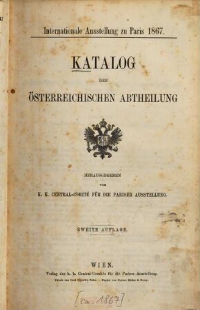 Katalog der Österreichischen Abtheilung