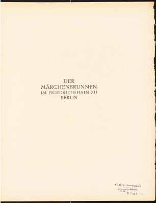 Märchenbrunnen, Berlin-Friedrichshain: Titel (aus: Max Osborn, Der Märchenbrunnen am Friedrichshain zu Berlin)