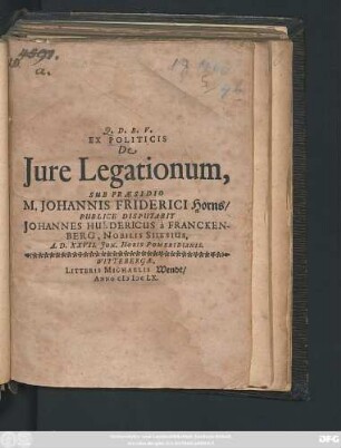 Ex Politicis De Iure Legationum