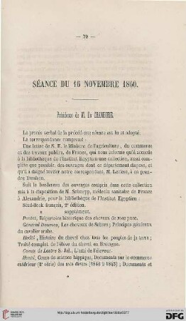 Séance du 16 novembre 1860