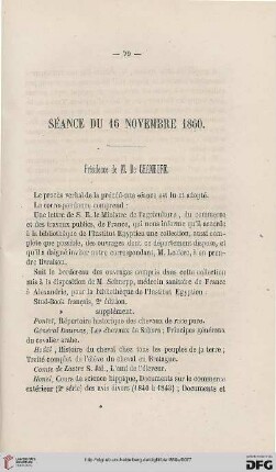 Séance du 16 novembre 1860