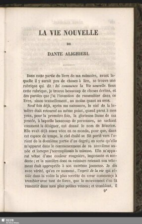 La Vie Nouvelle De Dante Alighieri