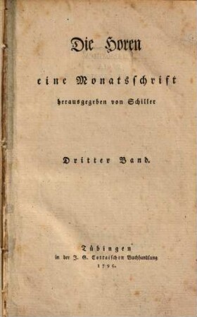 Die Horen : eine Monatsschrift. 3 = Jg. 1, Stück 7/9. 1795