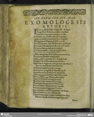 Ad Deum Ter Opt. Max. Exomologesis Autoris