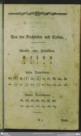 Von den Buchstaben und Sylben
